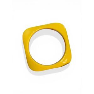 1980s Vintage Yellow Acrylic Bangle Bracelet Oversized Square Lucite Statement